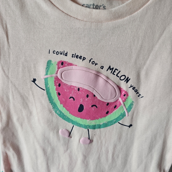 NEW Carter's Pink Watermelon Kids Pajamas 3T - Picture 2 of 3